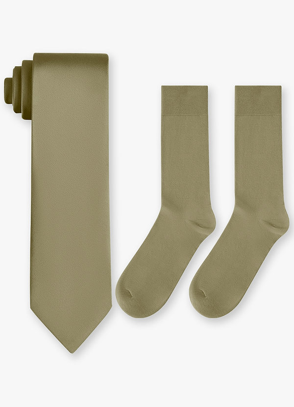 front Conjunto de corbata fina de satén elástico y calcetines de algodón a juego