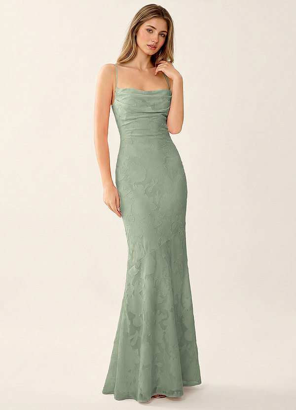 Natasha Agave Green Jacquard Corset Mermaid Prom Dress image1