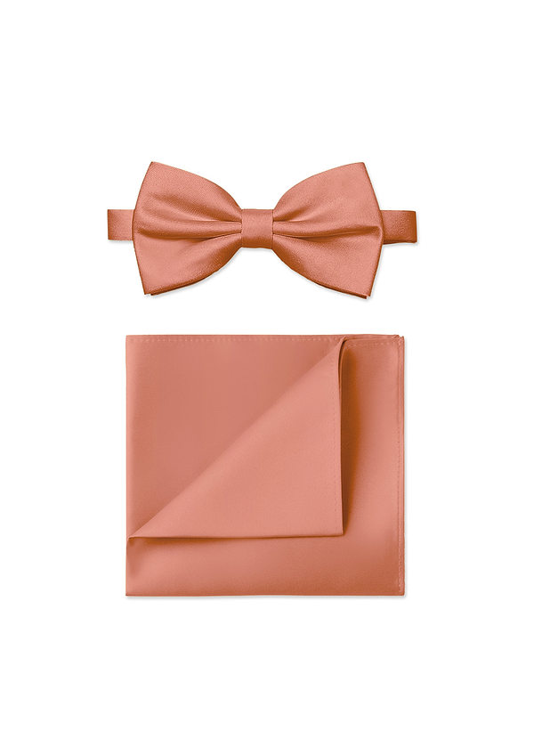 front Ensemble nœud papillon et pochette de costume en satin mat pour hommes
