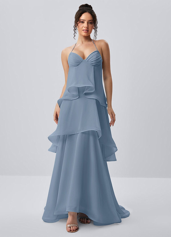 Eliaofen Dusty Blue A-line Chiffon Ruffles Prom Dress image1