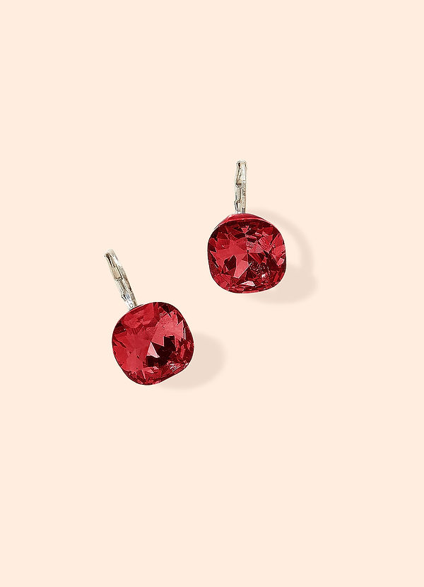 front Square Gemstone Huggie Earrings