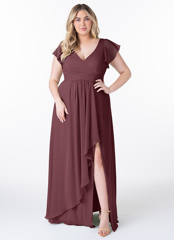 Azazie Omari Bridesmaid Dresses Sangria A-Line Chiffon Dress image1