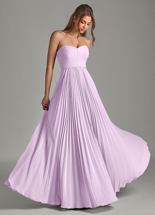 Azazie Chiana Abiti da Damigella Abito A-Line in Chiffon Senza Cinturino Lilla Glassato image1