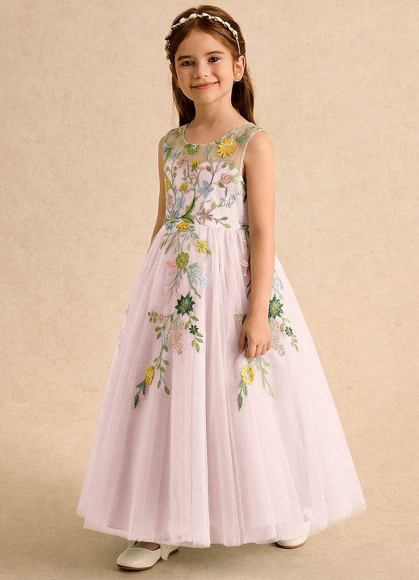 Azazie Tylie Vestidos de arras Vestido Rosa Rubor de Tul de Vestido de princesa con Plisado image1