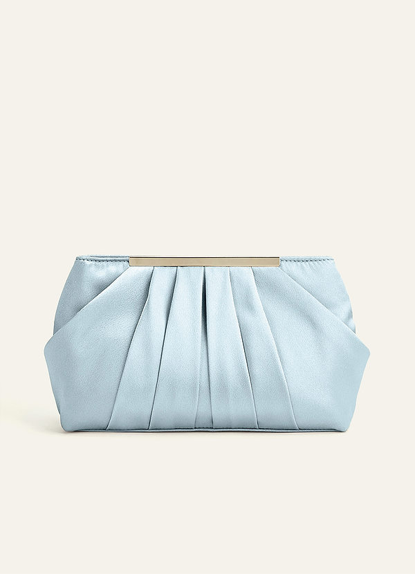 front Farblich passende Clutch aus Metallic-Satin mit Plissee