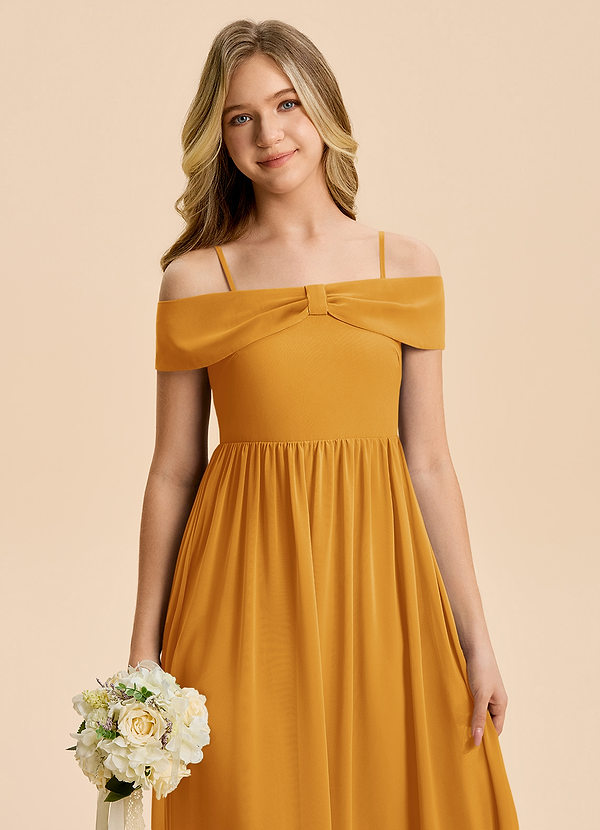 Azazie Coran Junior Vestido de Caramelo de Gasa de Corte en A con Vestidos sin tirantes image1