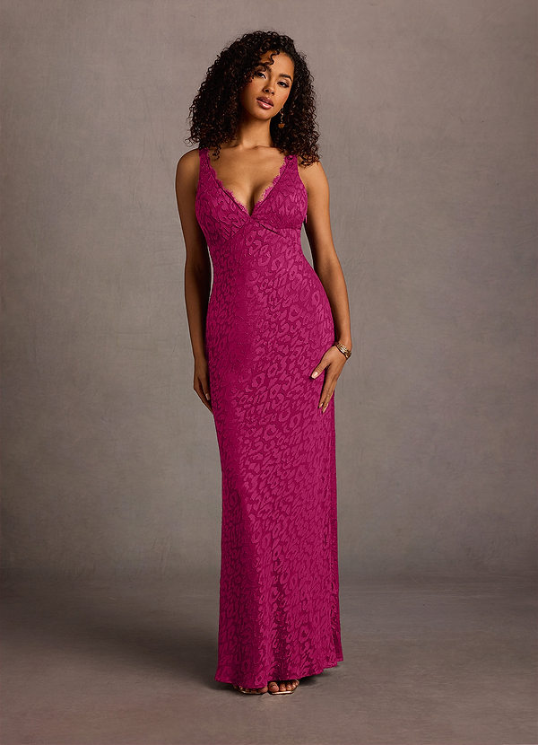 Ravyn Fuchsia Plunging Maxi Dress image1