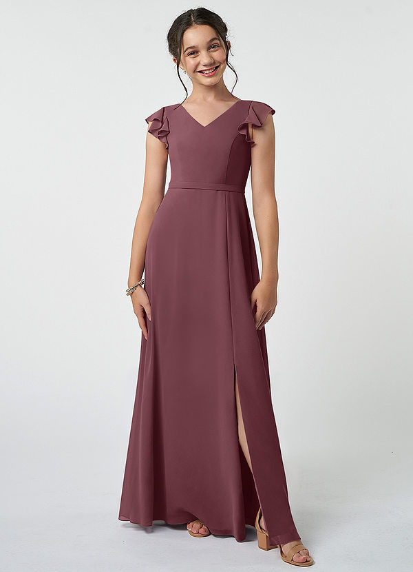 Azazie Claudine Junior Sangria A-Line Pleated Chiffon Dress image1