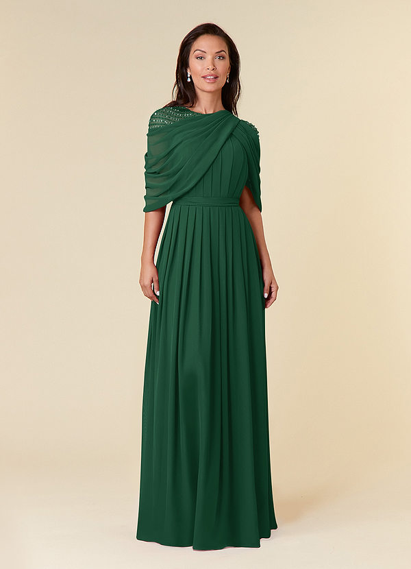 Azazie Olena Mother of the Brides Dresses Dark Green A-Line Sequins Chiffon Dress image1