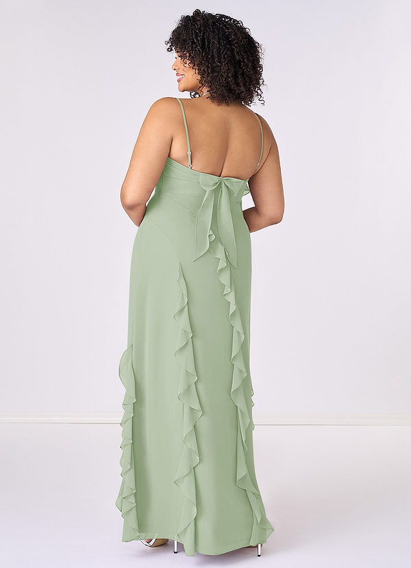 Barbie ♥ Azazie Bridesmaid Dresses Dusty Sage Sheath Bow Chiffon Dress image1