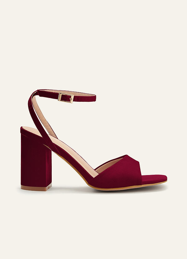 front Matching Color Stretch satin Square Toe Block Heels