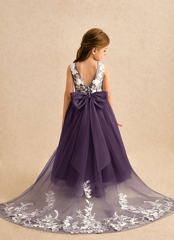 Azazie Mixie Bloemenmeisjes Jurken Baljurk Jurk van Kant Pruim image1