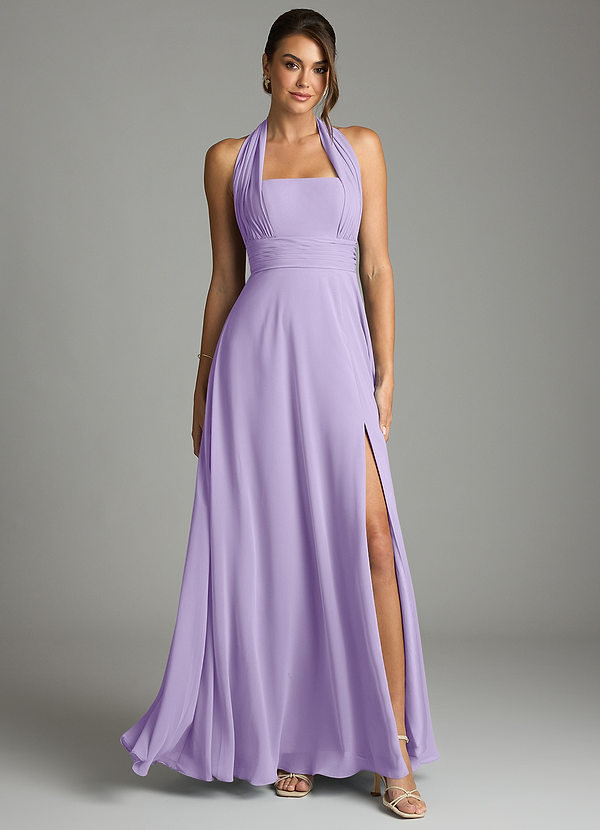 Azazie Tamira Suknie dla druhen Linia A Pofałdowany Szyfon Do ziemi Sukienka image1