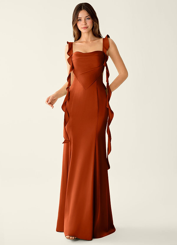 Alessia Belle Paprika Satin Lace Up Back Prom Dress image1