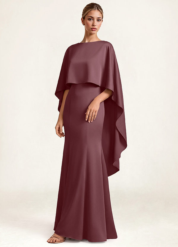 front Azazie Matching Color Stretch Satin Multiway Cape
