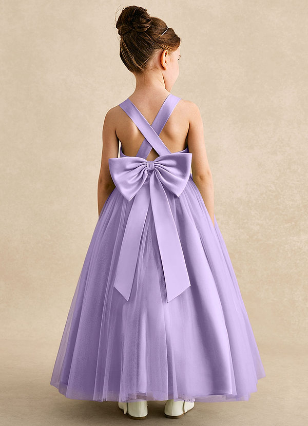 Azazie Peanut Robes de Fillette d'Honneur Robe Trapèze en Tulle Bretelle Lilas image1