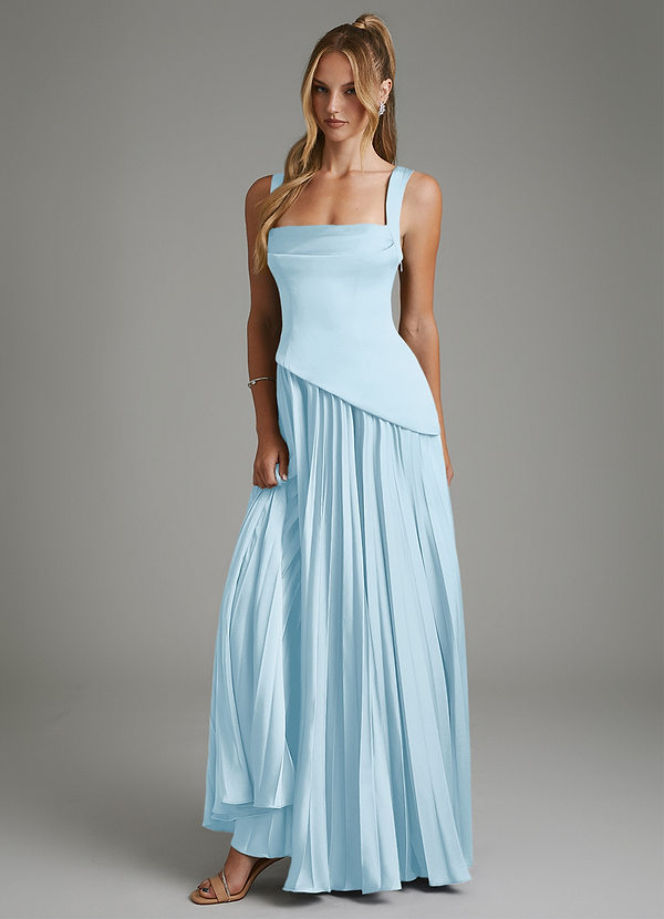 Azazie Stephanie Bridesmaid Dresses Sky Blue A-Line Corset Stretch Satin Dress image1
