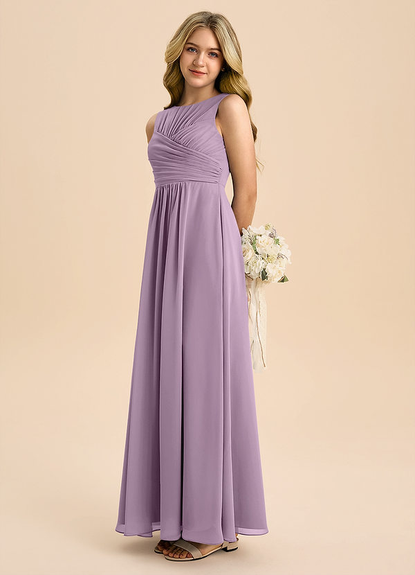 Azazie Skyla Junior Wisteria A-Line Pleated Chiffon Dress image1