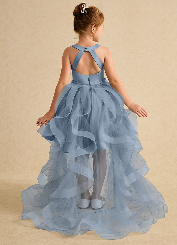 Azazie Julietta Robes de Fillette d'Honneur Robe Princesse en Tulle Convertible Bleu Poussiéreux image1