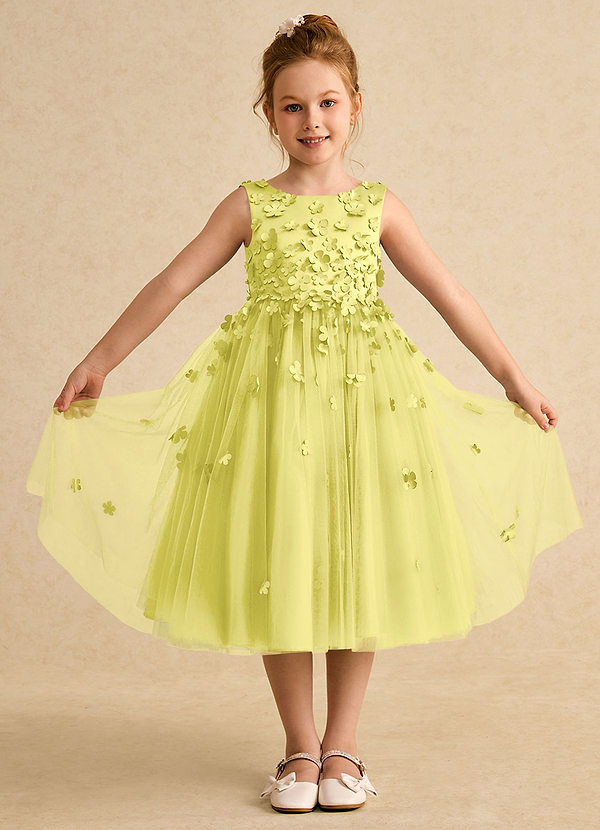 Lana Flower Girl Dresses Canary A-Line Sleeveless Matte Satin Dress image1