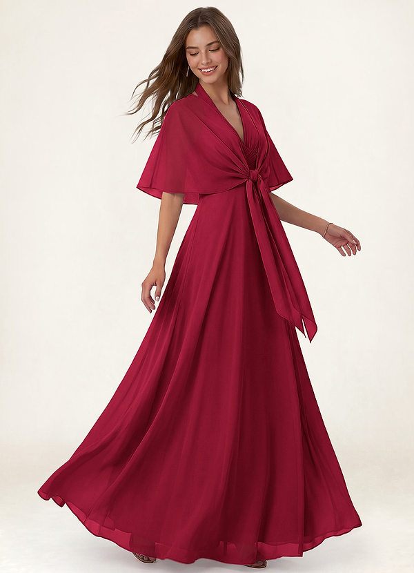 front Azazie Chiffon-Schal mit Bindeband in passender Farbe
