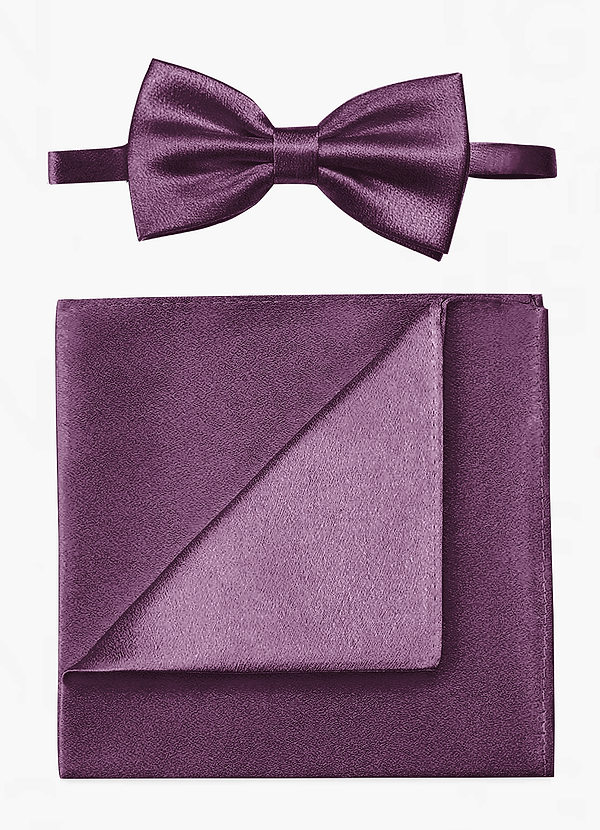 front Metallic Satin Bow Tie and Pocket Square Set