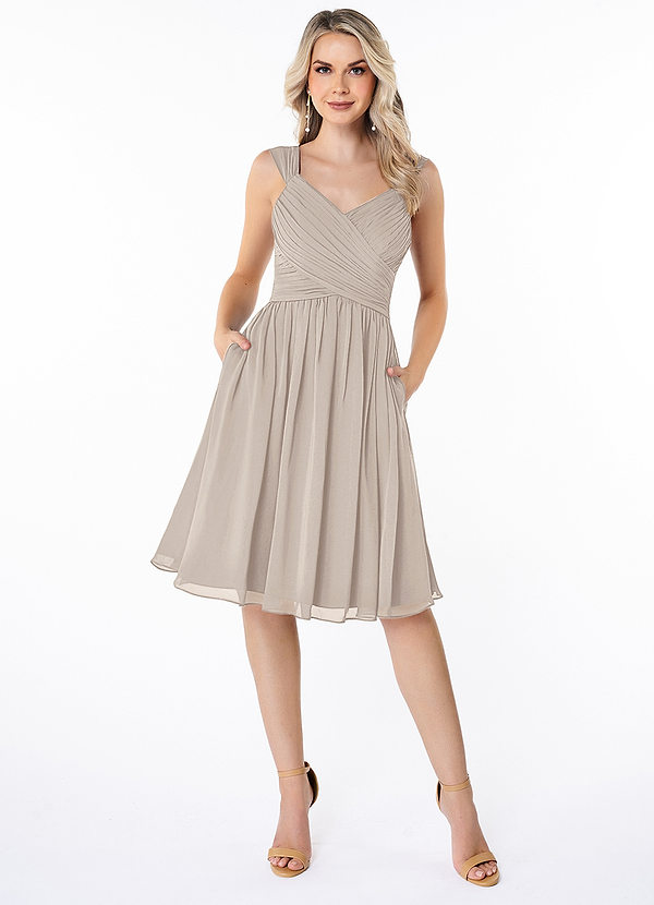 Azazie Angie Bridesmaid Dresses Frost A-Line Corset Chiffon Dress image1