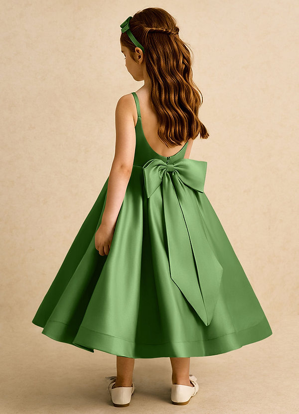 Azazie Babs Flower Girl Dresses Basil Ball-Gown Pleated Matte Satin Dress image1
