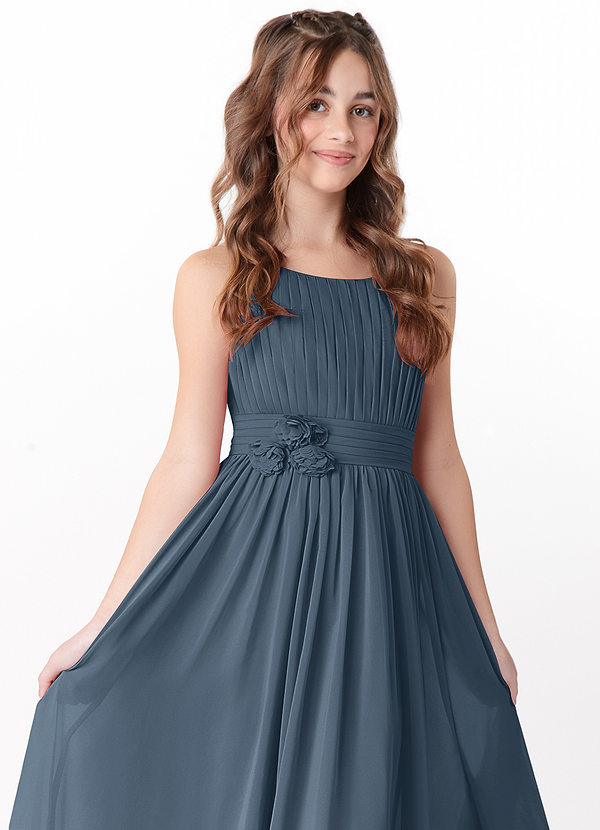 Azazie Astrid Junior Neptune A-Line Floral Chiffon Dress image1