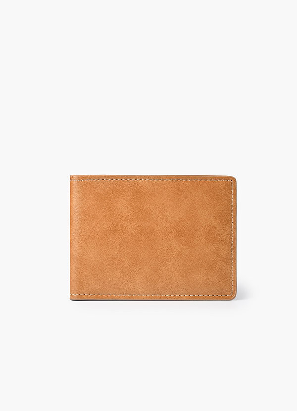 front Men's Sleek Textured Leather Bi-Fold Wallet