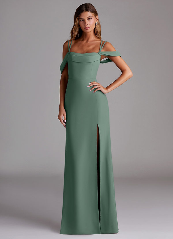 Azazie Callan Bridesmaid Dresses Eucalyptus Mermaid Pleated Chiffon Convertible Dress image1