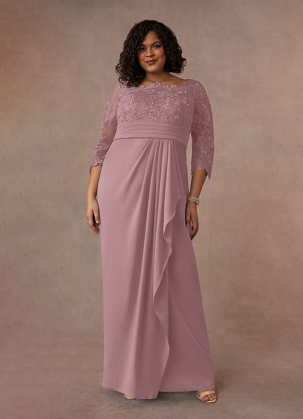Azazie Bernadine Mother of the Brides Dresses Dusty Rose Sheath Lace Dress image1