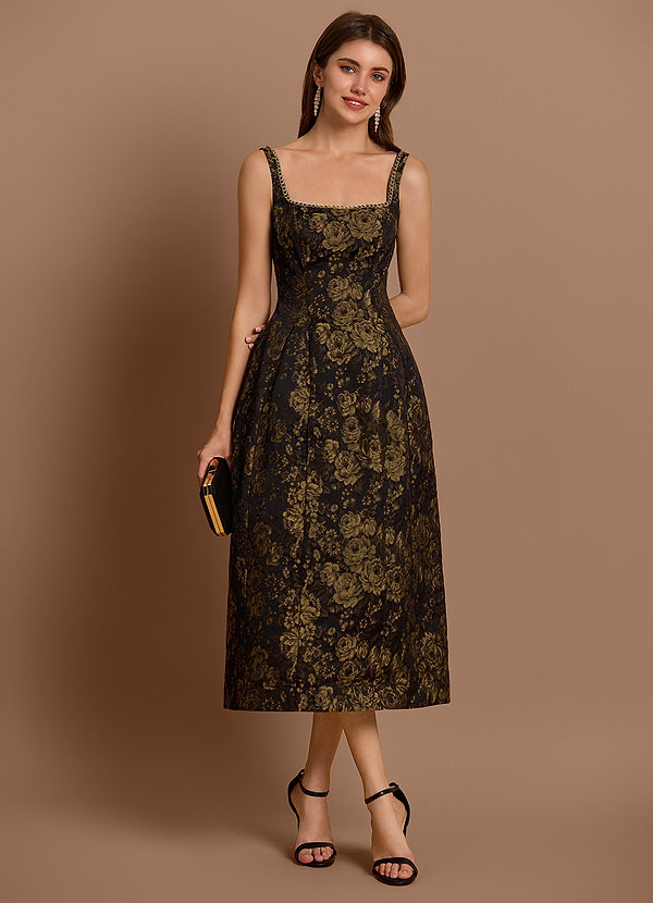 Abito Midi Oro Nero Zara image1