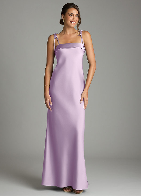 Azazie Ellia Brautjungfernkleider Etui Schleifen Stretch-Satin Kleid Frostiges Flieder image1