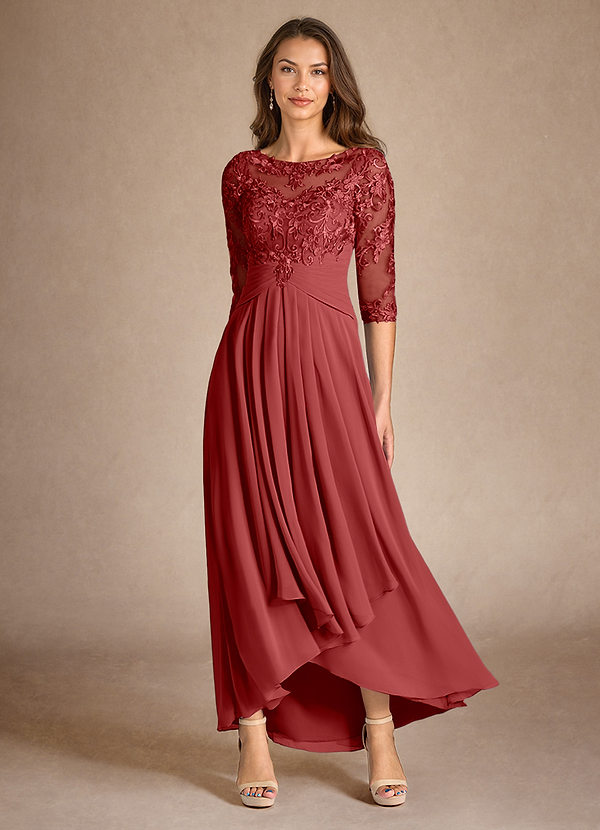 Azazie Marietta Mother of the Brides Dresses Rust A-Line Lace Dress image1