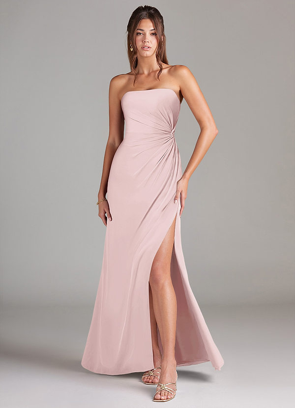 Azazie Aliani Bridesmaid Dresses Blushing Pink Sheath Strapless Chiffon Convertible Dress image1