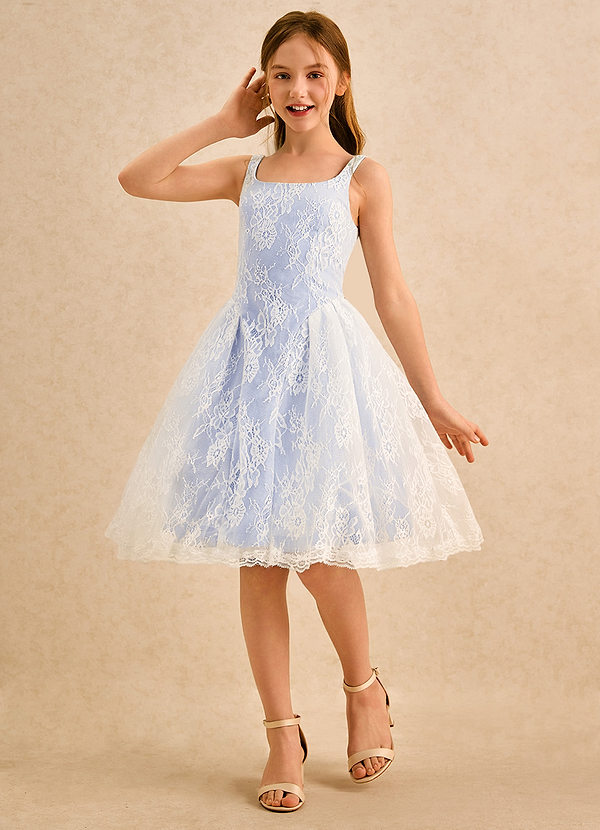 Azazie Cubbie Girls Formal Flower Girl Dresses Ice A-Line Lace Dress image1