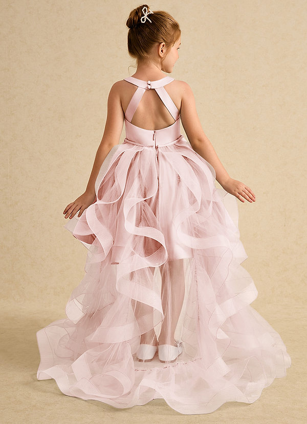 Azazie Julietta Robes de Fillette d'Honneur Robe Princesse en Tulle Convertible Rose Pâle image1
