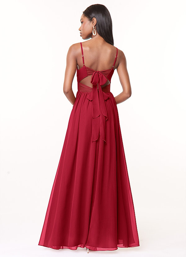 Azazie Zeya Bridesmaid Dresses A-Line V-Neck Pleated Chiffon Floor-Length Dress image2