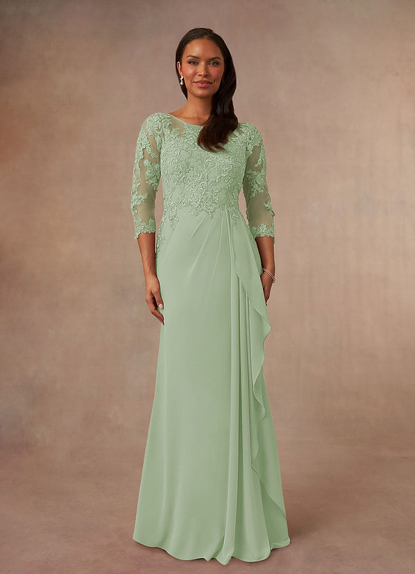 Azazie Calanthe Mother of the Bride Dresses Dusty Sage A-Line Scoop Chiffon Dress image1