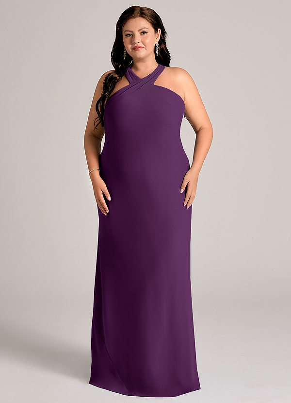 Azazie Doretta Bruidsmeisjes Jurken Jurk van Chiffon met Zeemeermin Geplooid Druif image1