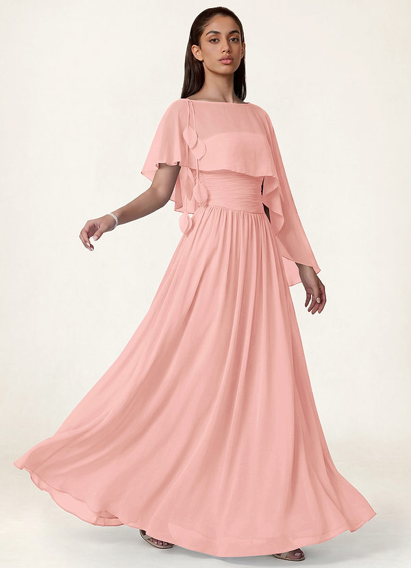 front Matching Color Floral Sheer Chiffon Cape