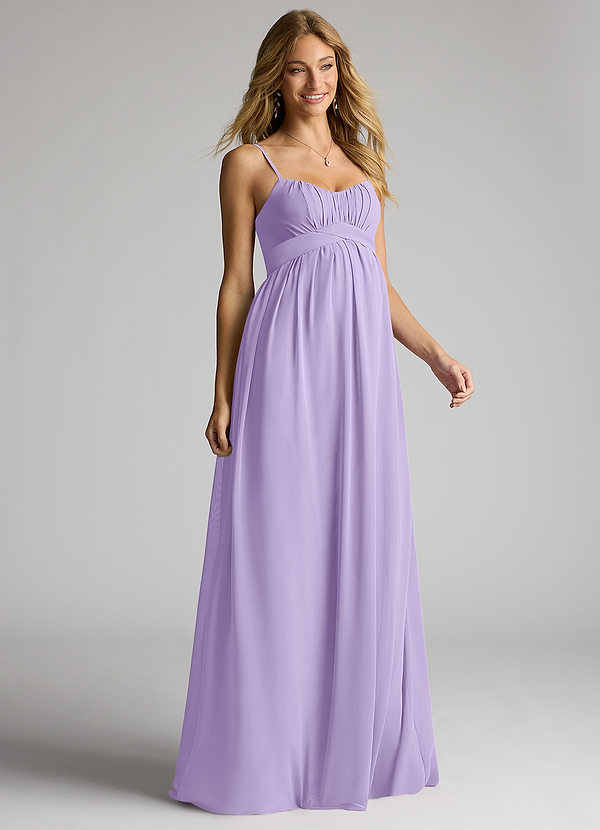 Azazie Llana Maternity Bridesmaid Dresses A-Line Chiffon Floor-Length Dress image1