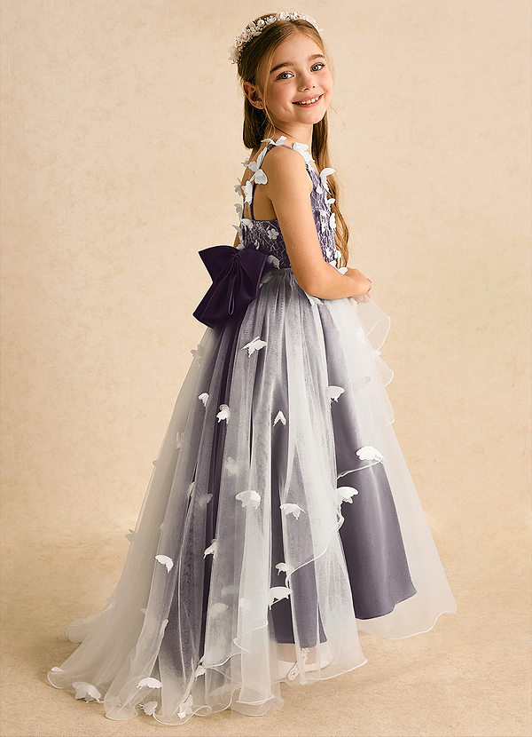 Azazie Darlina Vestidos de Niña de Flores Vestido de Marfil Ciruela de Tul de Princesa con Encaje image1