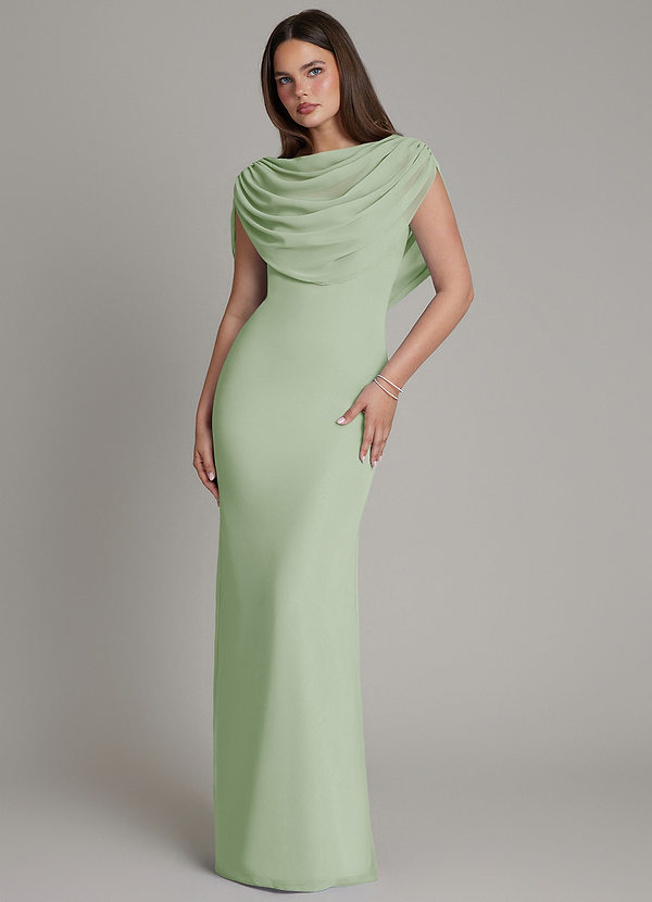 Hadley Bridesmaid Dresses Dusty Sage Mermaid Pleated Chiffon Dress image1