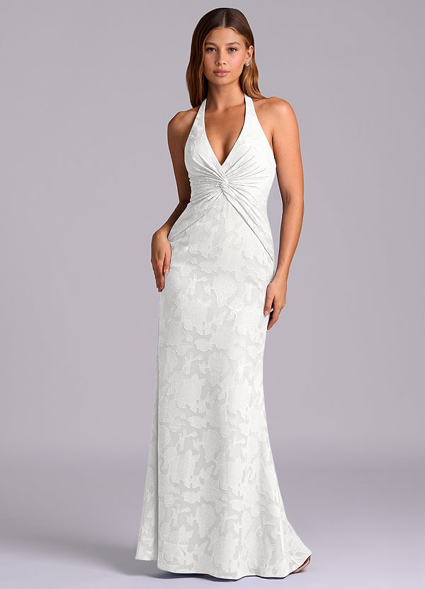 Azazie Valerie Brudepigekjoler Havfrue Plisseret Blomsterudbrændthed Gulv-længde Kjole image1