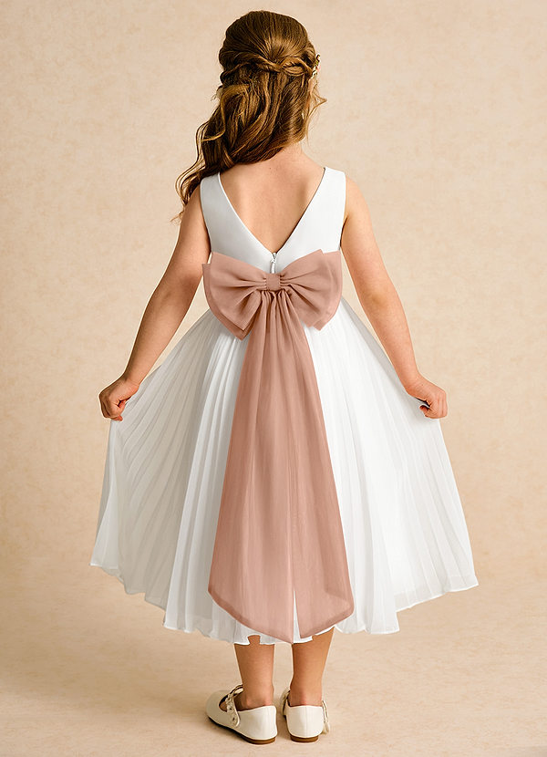 Azazie Margot Abiti da Ragazza di Fiori Abito A-Line in Chiffon Plissettato Avorio Rosa Champagne image1