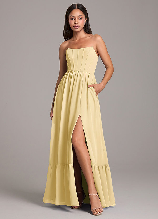 Azazie Kailee Bridesmaid Dresses Butter A-Line with Pockets Chiffon Dress image1
