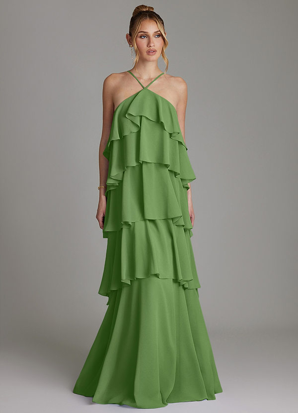 Azazie Deena Bridesmaid Dresses Basil A-Line Ruched Chiffon Dress image1