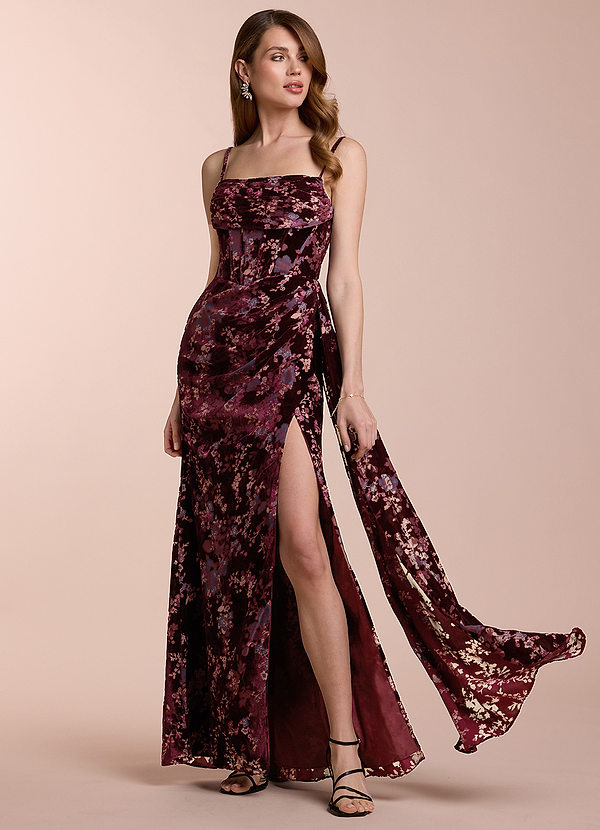 Angela Wine Gray Multi Maxi Dress image1